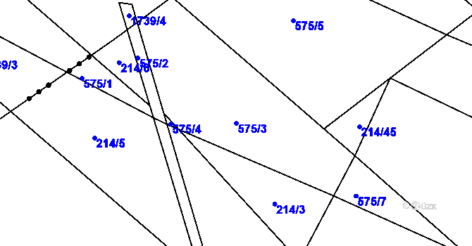 Parcela st. 575/3 v KÚ Plazy, Katastrální mapa