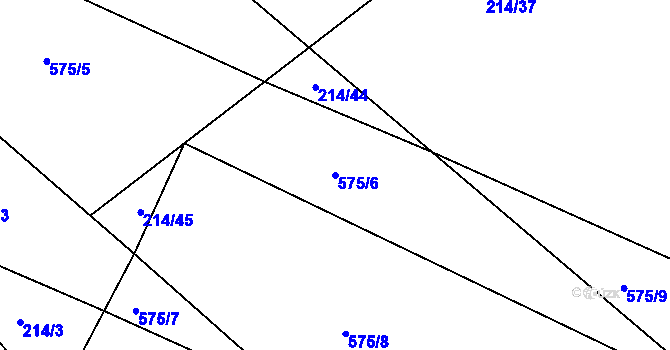 Parcela st. 575/6 v KÚ Plazy, Katastrální mapa