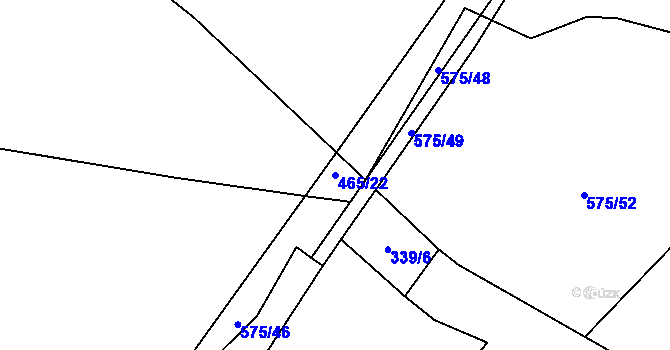Parcela st. 465/22 v KÚ Plazy, Katastrální mapa