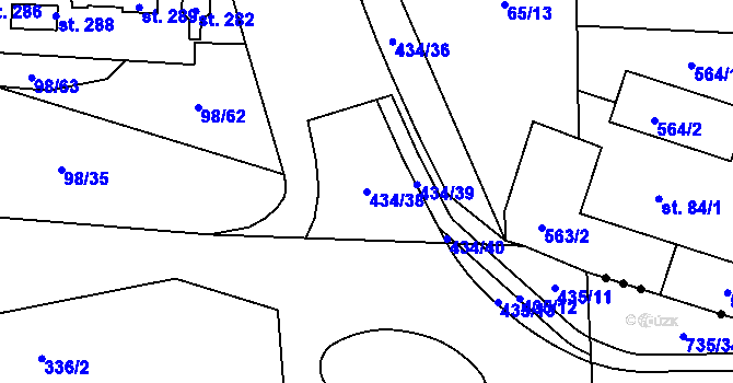 Parcela st. 434/38 v KÚ Plazy, Katastrální mapa