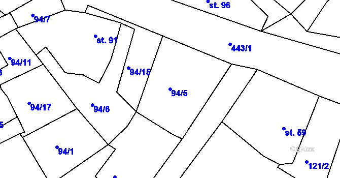 Parcela st. 94/5 v KÚ Lomnička u Plesné, Katastrální mapa