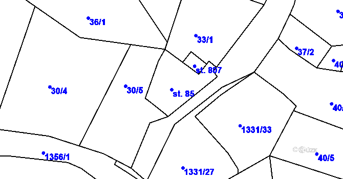 Parcela st. 85 v KÚ Plesná, Katastrální mapa