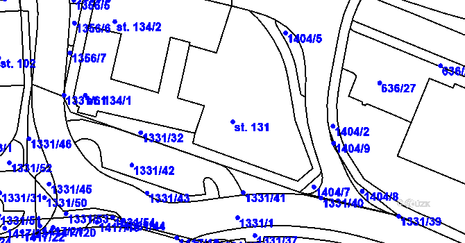Parcela st. 131 v KÚ Plesná, Katastrální mapa