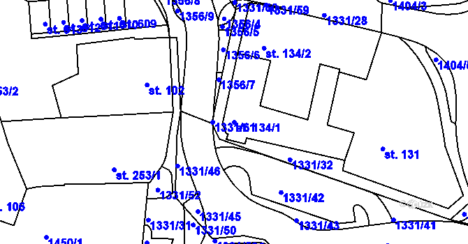 Parcela st. 134/1 v KÚ Plesná, Katastrální mapa
