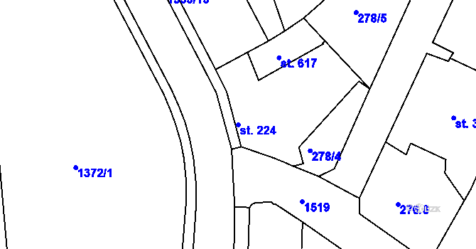 Parcela st. 224 v KÚ Plesná, Katastrální mapa