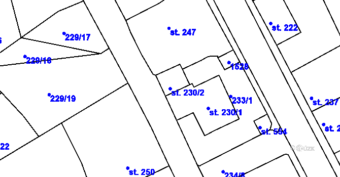 Parcela st. 230/2 v KÚ Plesná, Katastrální mapa