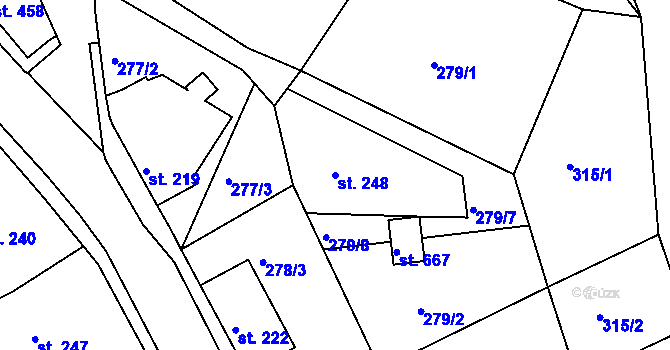 Parcela st. 248 v KÚ Plesná, Katastrální mapa