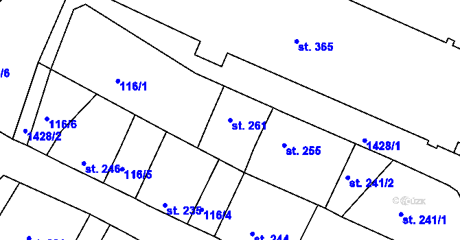 Parcela st. 261 v KÚ Plesná, Katastrální mapa