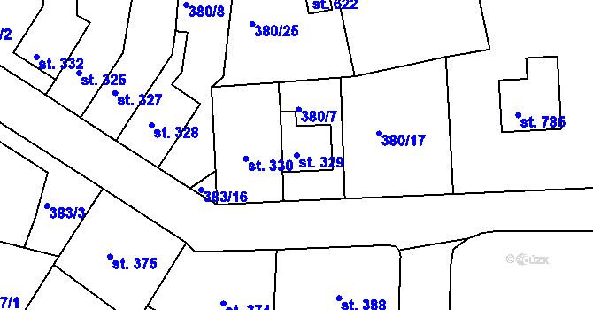 Parcela st. 329 v KÚ Plesná, Katastrální mapa