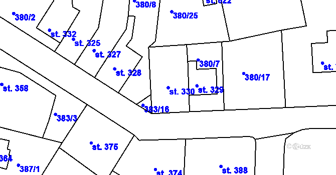 Parcela st. 330 v KÚ Plesná, Katastrální mapa