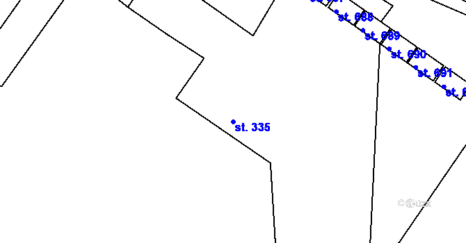 Parcela st. 335 v KÚ Plesná, Katastrální mapa