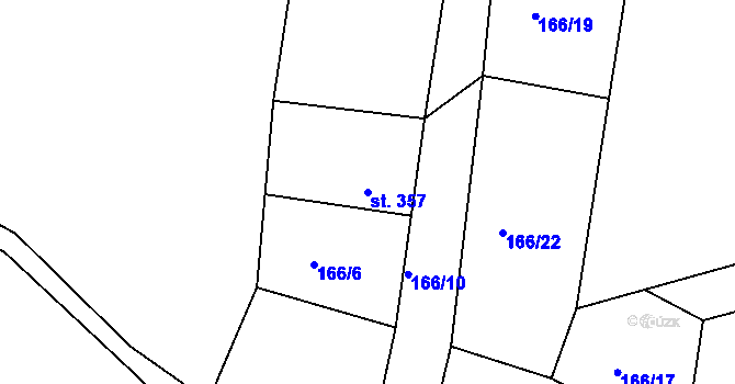 Parcela st. 357 v KÚ Plesná, Katastrální mapa