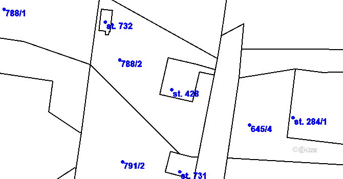 Parcela st. 428 v KÚ Plesná, Katastrální mapa