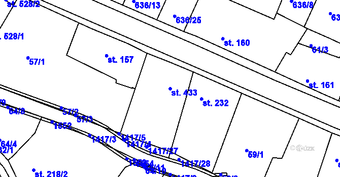 Parcela st. 433 v KÚ Plesná, Katastrální mapa