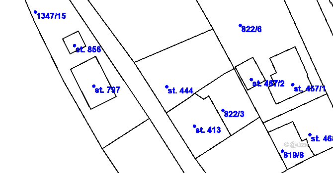 Parcela st. 444 v KÚ Plesná, Katastrální mapa
