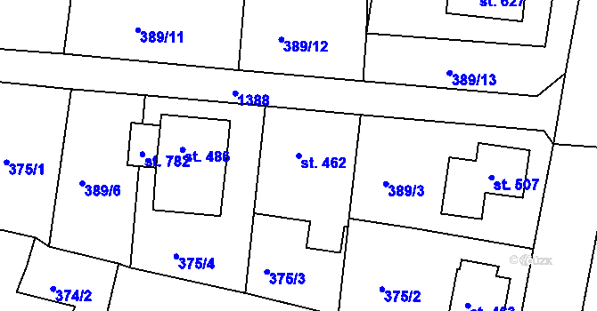 Parcela st. 462 v KÚ Plesná, Katastrální mapa