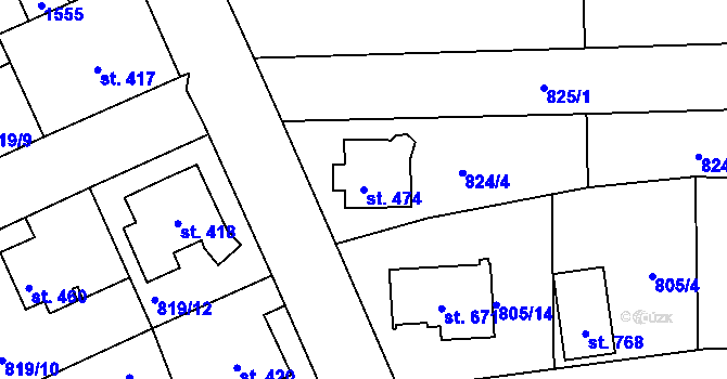 Parcela st. 474 v KÚ Plesná, Katastrální mapa
