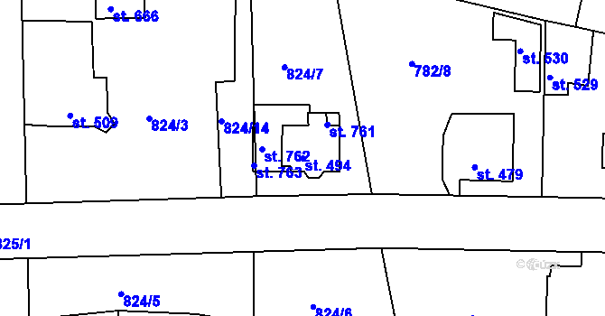 Parcela st. 494 v KÚ Plesná, Katastrální mapa