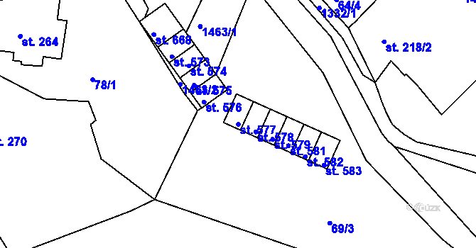 Parcela st. 577 v KÚ Plesná, Katastrální mapa