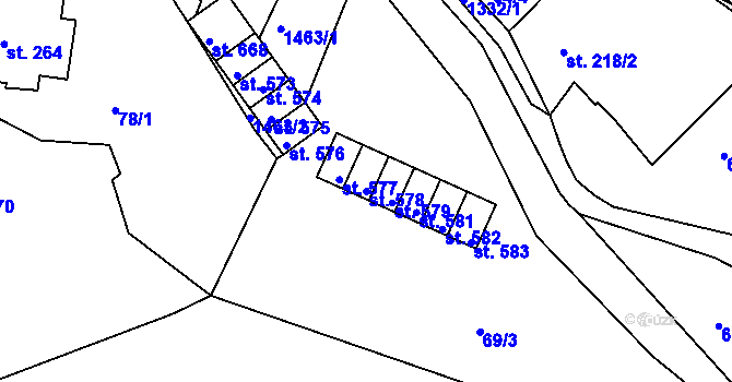 Parcela st. 578 v KÚ Plesná, Katastrální mapa