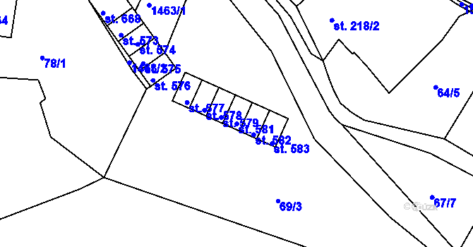 Parcela st. 581 v KÚ Plesná, Katastrální mapa