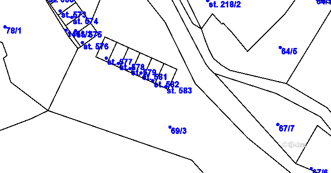 Parcela st. 583 v KÚ Plesná, Katastrální mapa