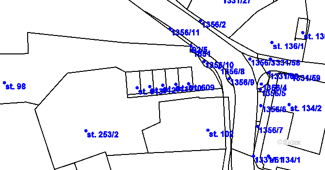 Parcela st. 611 v KÚ Plesná, Katastrální mapa