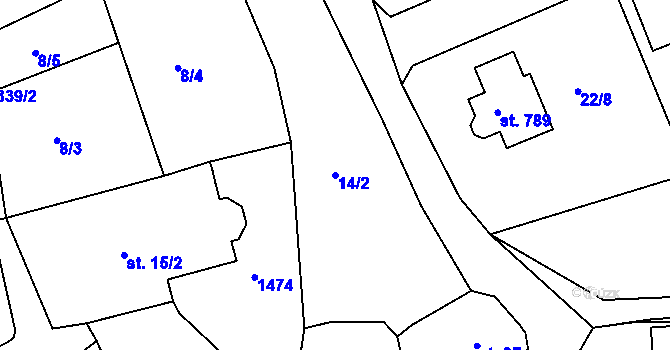 Parcela st. 14/2 v KÚ Plesná, Katastrální mapa