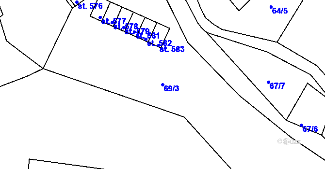 Parcela st. 69/3 v KÚ Plesná, Katastrální mapa