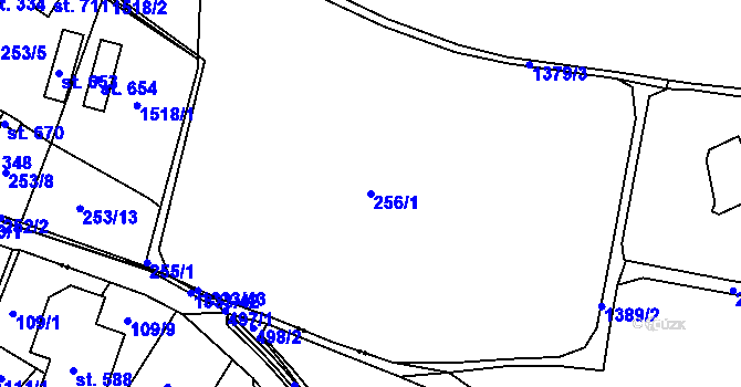 Parcela st. 256/1 v KÚ Plesná, Katastrální mapa