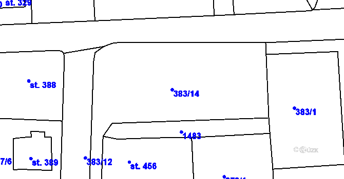 Parcela st. 383/14 v KÚ Plesná, Katastrální mapa