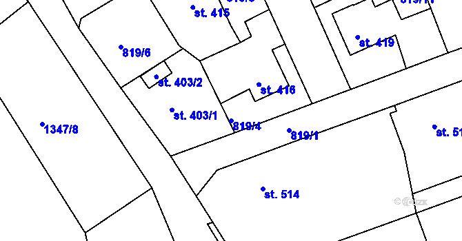 Parcela st. 819/4 v KÚ Plesná, Katastrální mapa