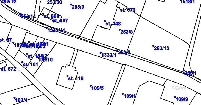 Parcela st. 1333/1 v KÚ Plesná, Katastrální mapa