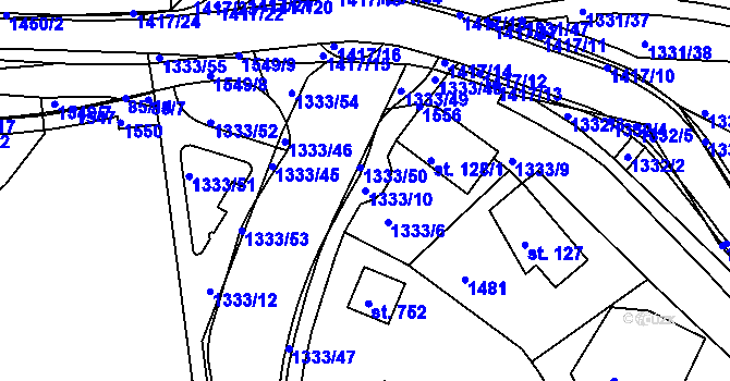 Parcela st. 1333/10 v KÚ Plesná, Katastrální mapa