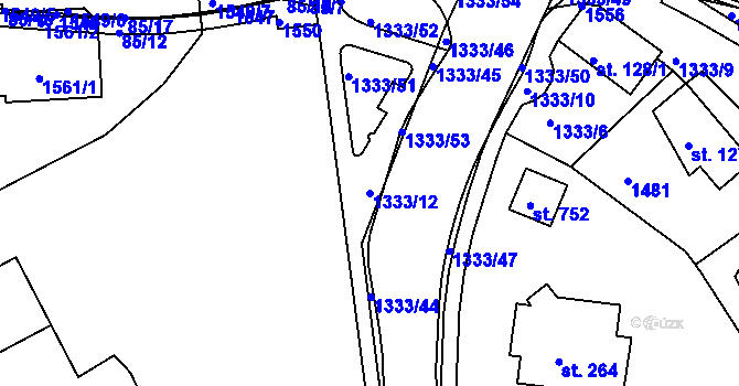 Parcela st. 1333/12 v KÚ Plesná, Katastrální mapa