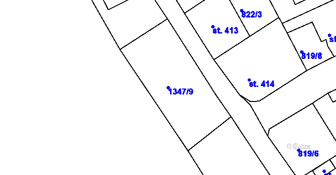 Parcela st. 1347/9 v KÚ Plesná, Katastrální mapa
