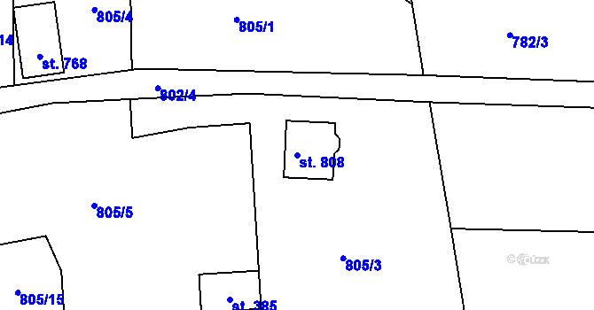 Parcela st. 808 v KÚ Plesná, Katastrální mapa