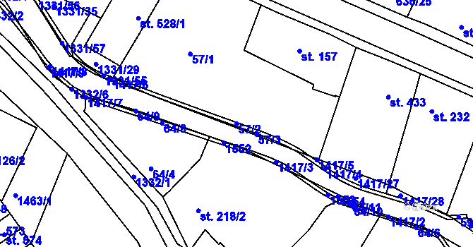 Parcela st. 57/2 v KÚ Plesná, Katastrální mapa