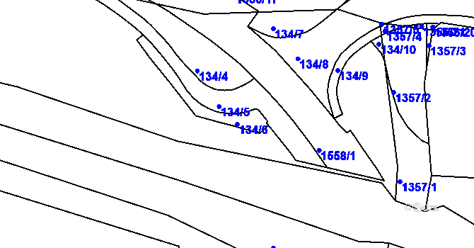 Parcela st. 134/6 v KÚ Plesná, Katastrální mapa