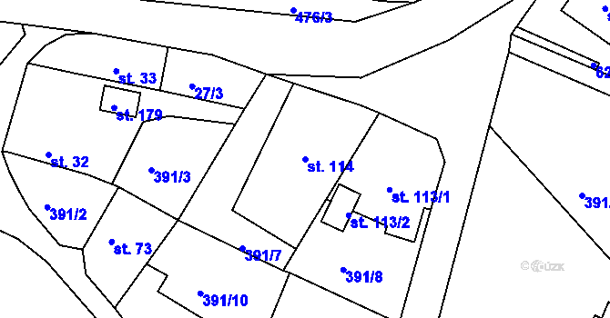 Parcela st. 114 v KÚ Šneky, Katastrální mapa