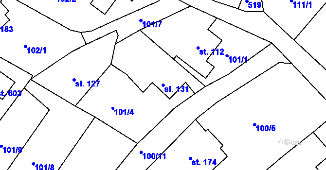 Parcela st. 131 v KÚ Šneky, Katastrální mapa