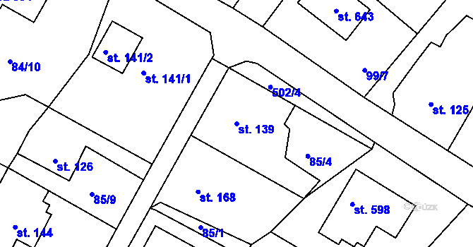 Parcela st. 139 v KÚ Šneky, Katastrální mapa