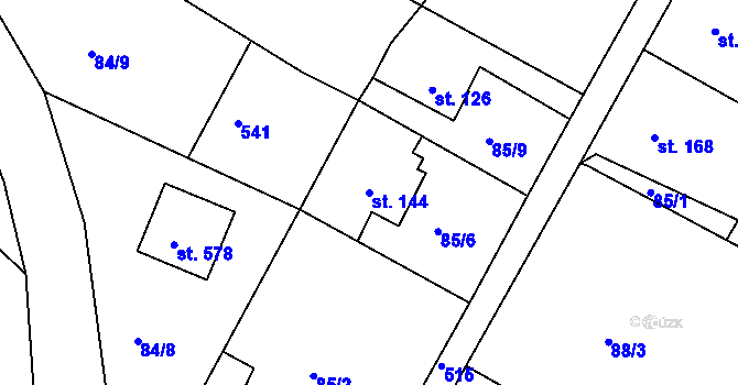 Parcela st. 144 v KÚ Šneky, Katastrální mapa