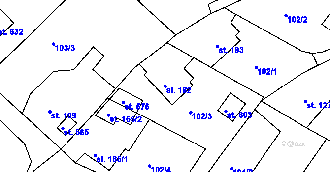 Parcela st. 182 v KÚ Šneky, Katastrální mapa