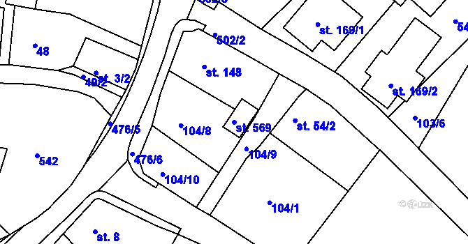 Parcela st. 569 v KÚ Šneky, Katastrální mapa