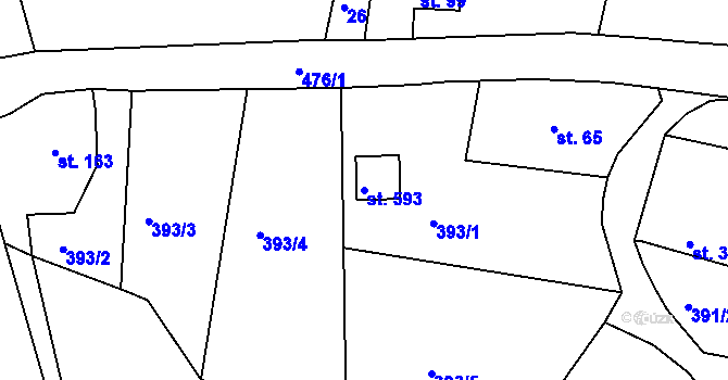 Parcela st. 593 v KÚ Šneky, Katastrální mapa
