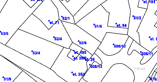 Parcela st. 52/6 v KÚ Šneky, Katastrální mapa