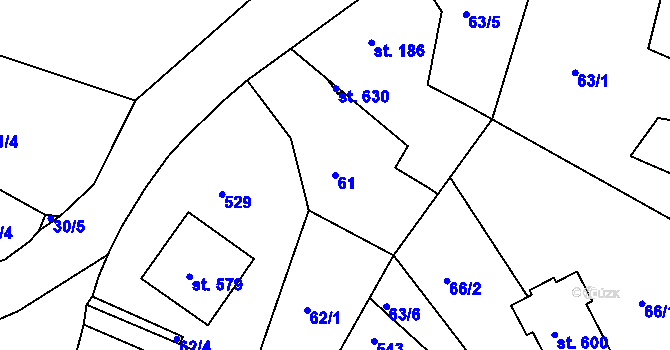 Parcela st. 61 v KÚ Šneky, Katastrální mapa