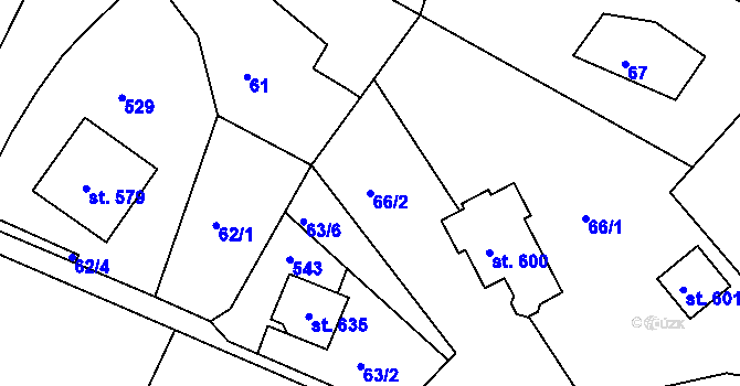 Parcela st. 66/2 v KÚ Šneky, Katastrální mapa