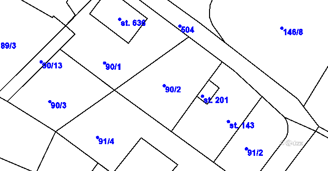 Parcela st. 90/2 v KÚ Šneky, Katastrální mapa
